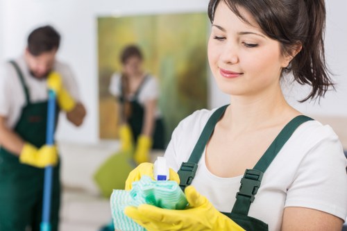 Professional carpet cleaning treatment being applied indoors