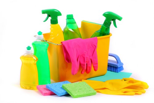 Supervisor reviewing workplace safety steps during a cleaning job